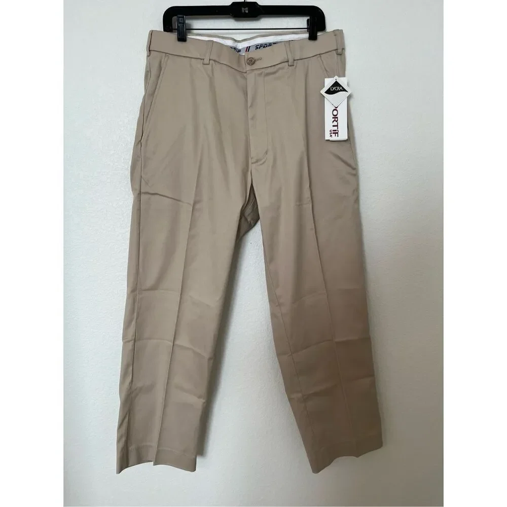 SPORTIF MENS TRINIDAD PLAIN FRONT STRETCH PANTS NEW NWT 36x28